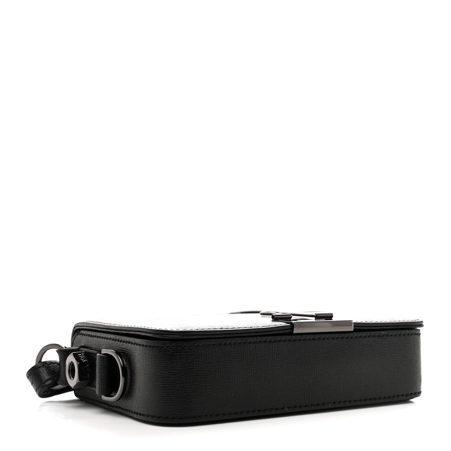 Saffiano Mini Binder Clip Bag Black White