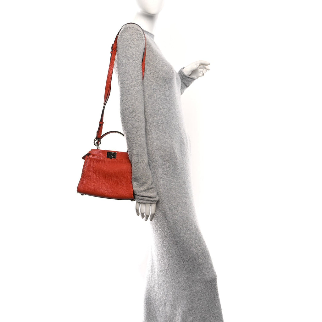 Cuoio Romano Selleria Mini Peekaboo Iconic Satchel Dark Orange