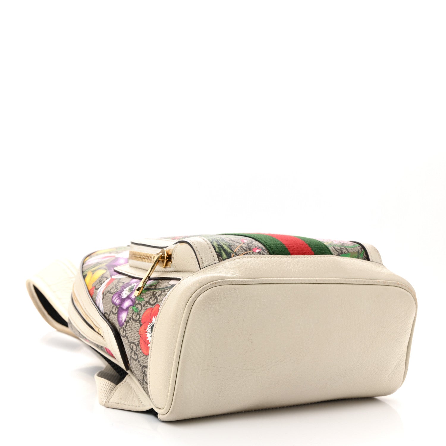 GG Supreme Monogram Flora Web Small Ophidia Day Backpack White