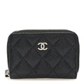 Caviar Quilted Zip Coin Purse Black