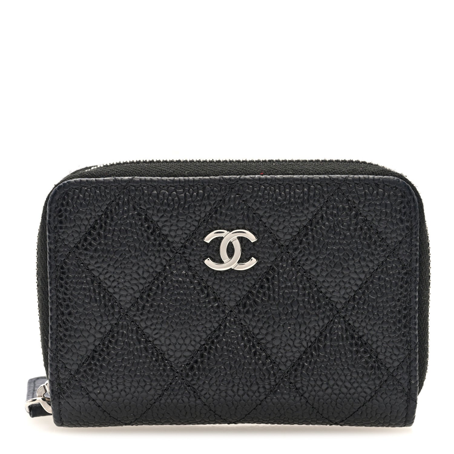 Caviar Quilted Zip Coin Purse Black