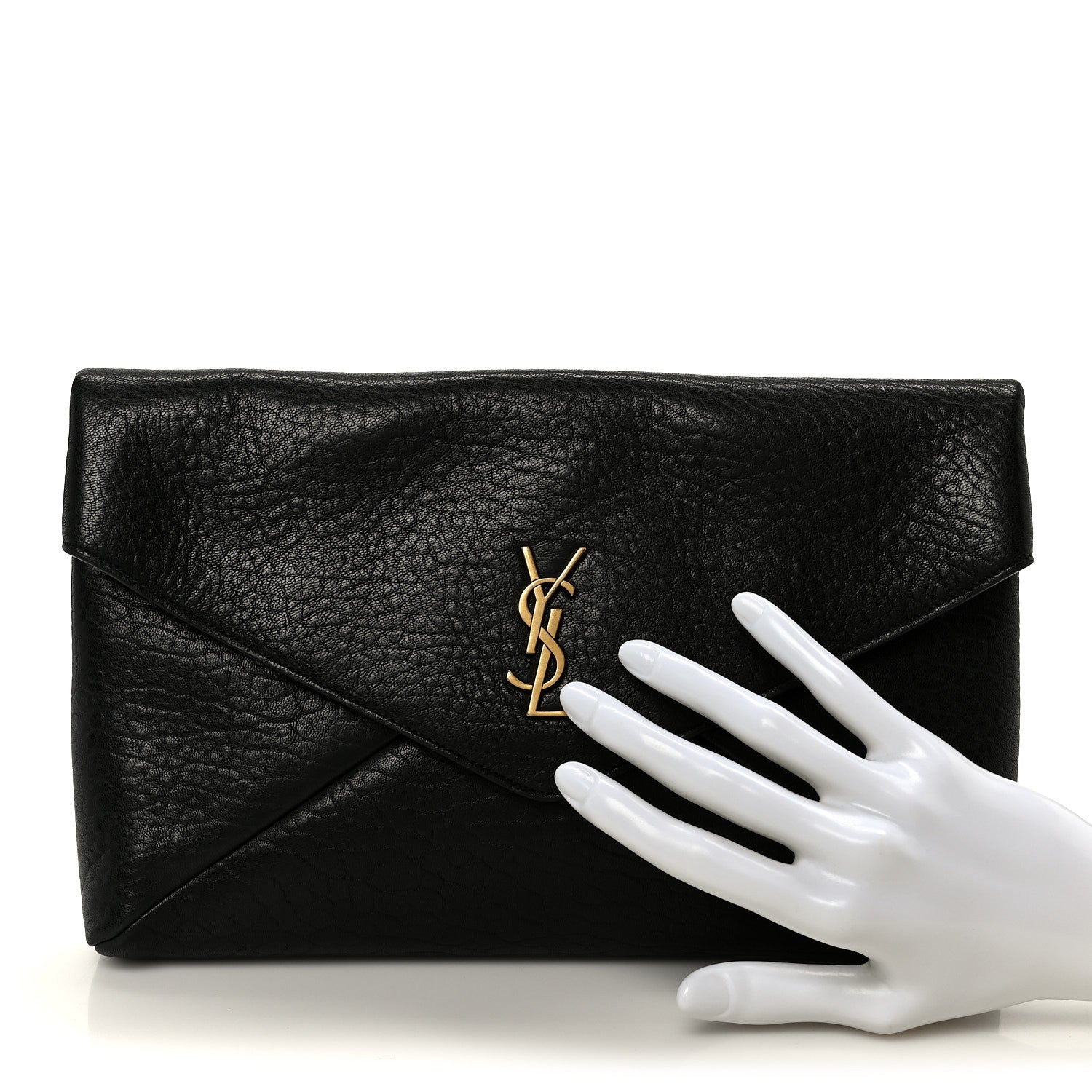 Grained Lambskin Cassandre Envelope Pouch Black