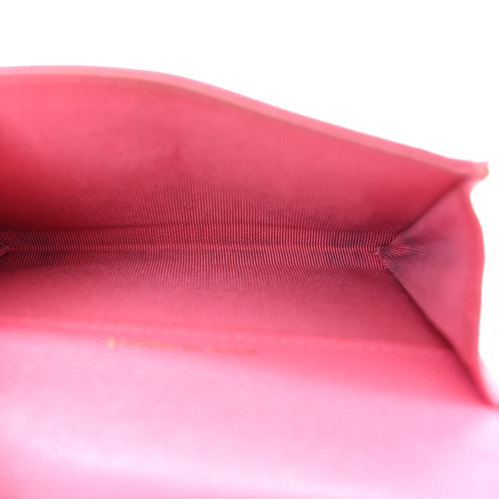 Caviar Quilted Flap  Holder Wallet Pink