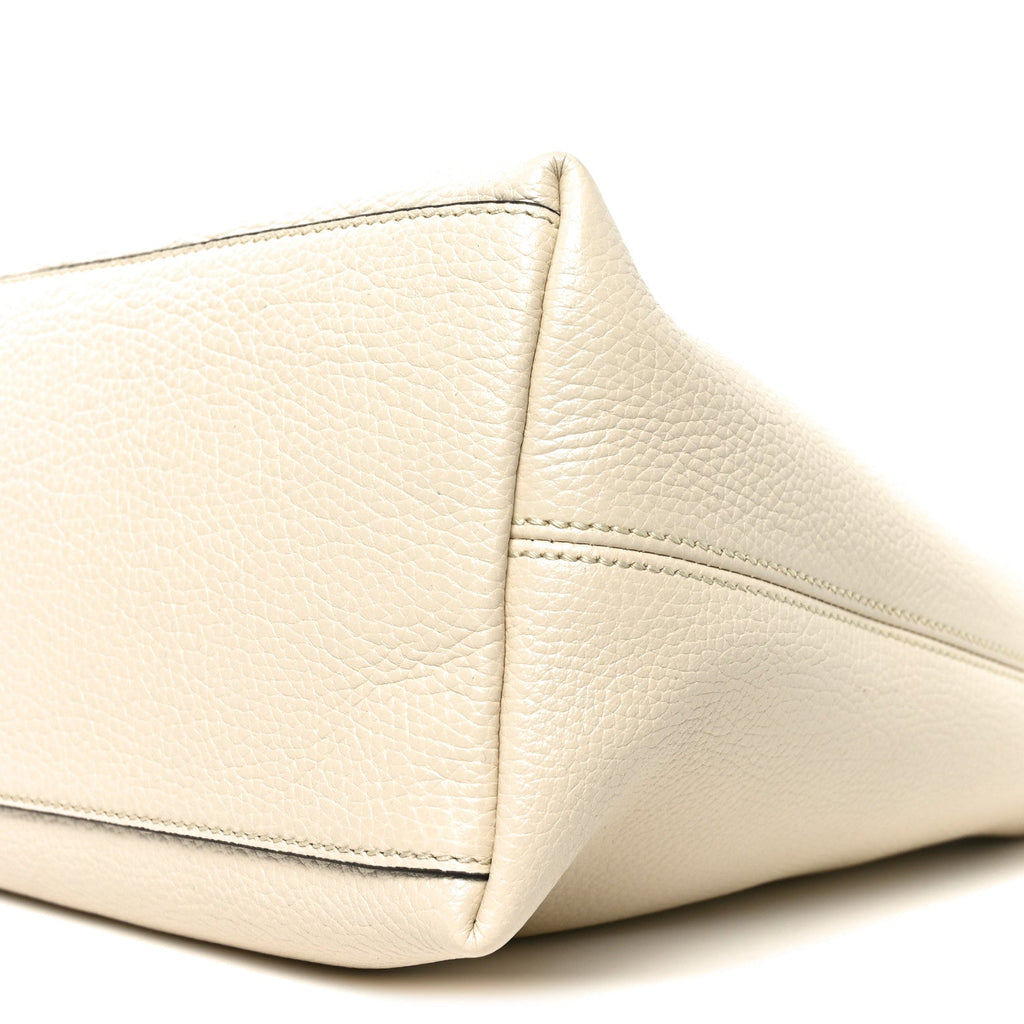 Pebbled Calfskin Medium Soho Chain Shoulder Bag Off White