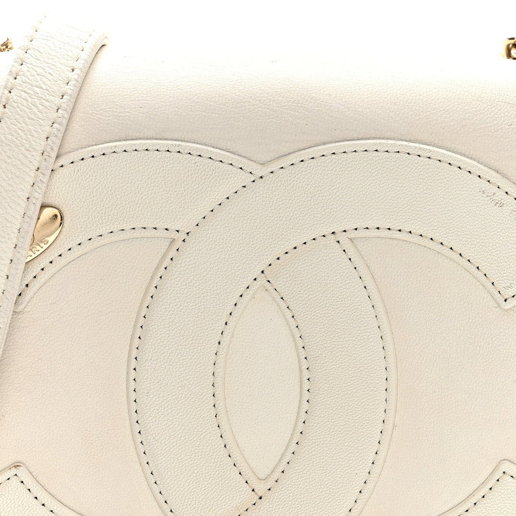 Lambskin CC Mania Flap Bag White