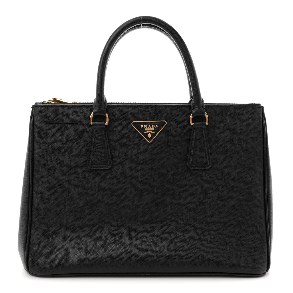 Saffiano Medium Galleria Double Zip Tote Black