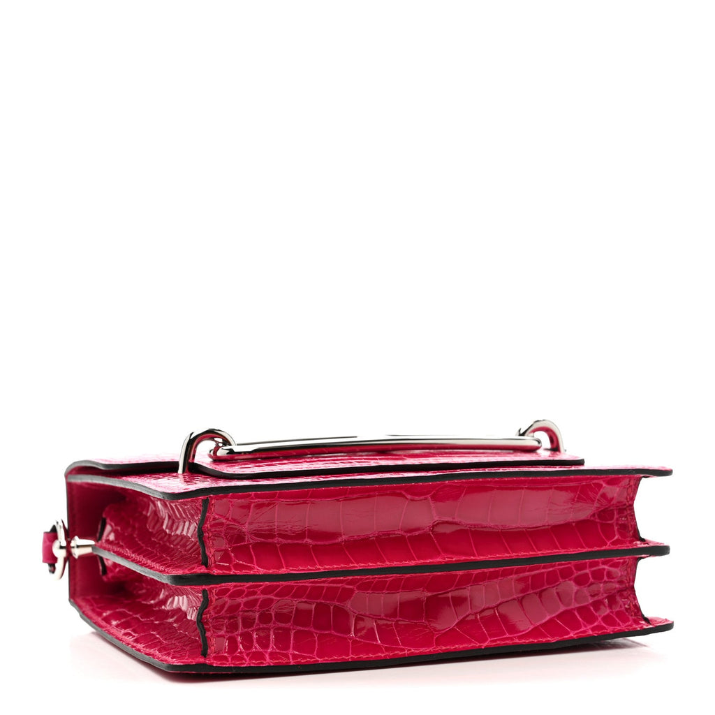 Shiny Alligator Mini Sac Roulis Rose Mexico