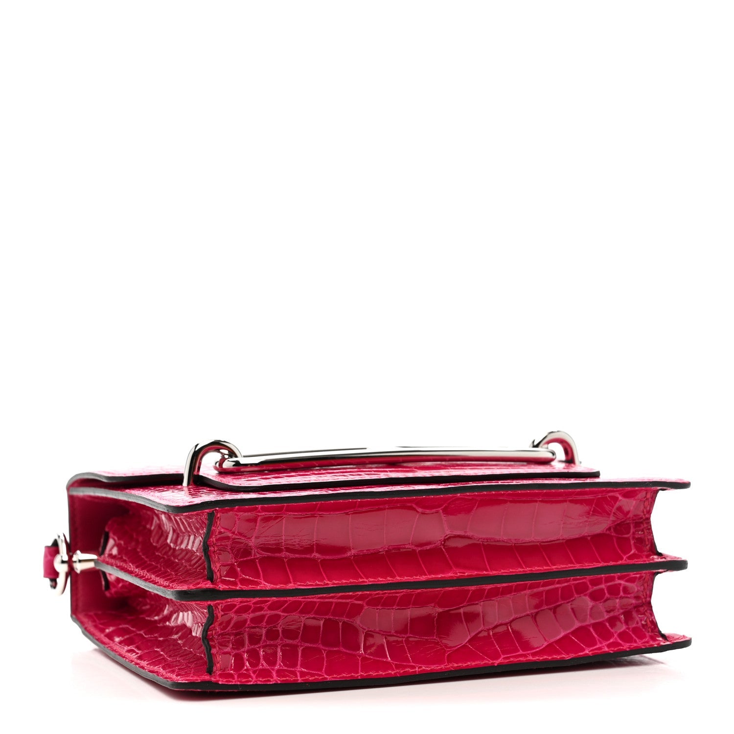 Shiny Alligator Mini Sac Roulis Rose Mexico