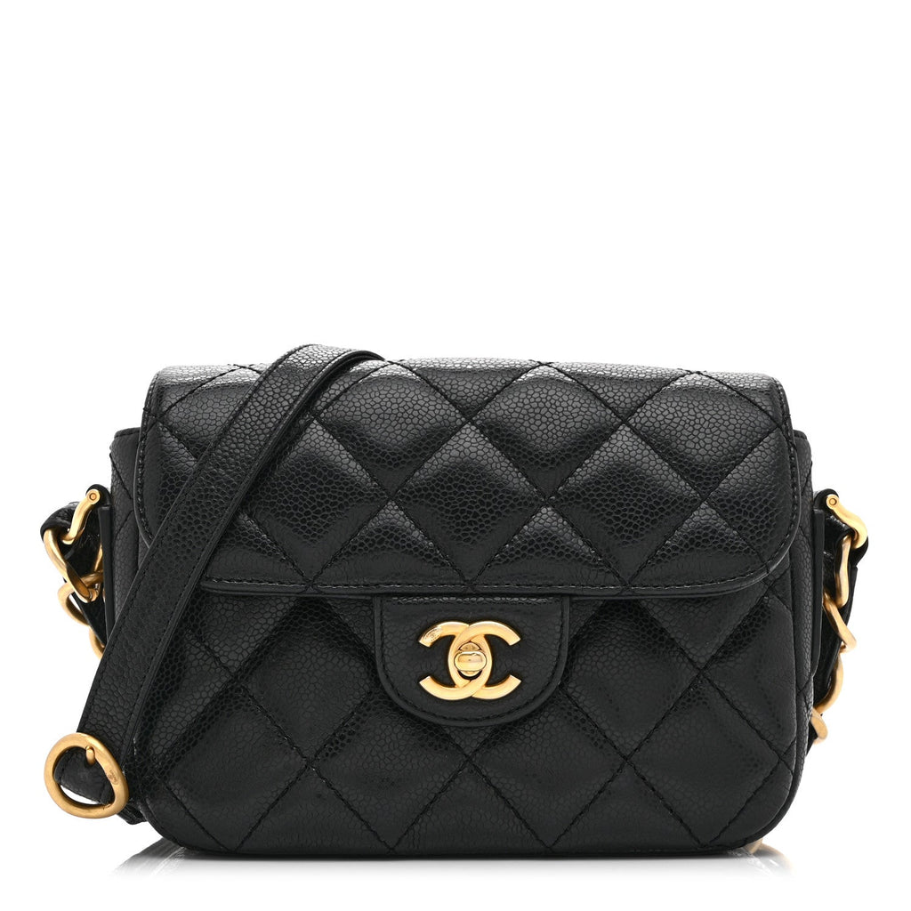 Caviar Quilted Mini Chain Flap Black