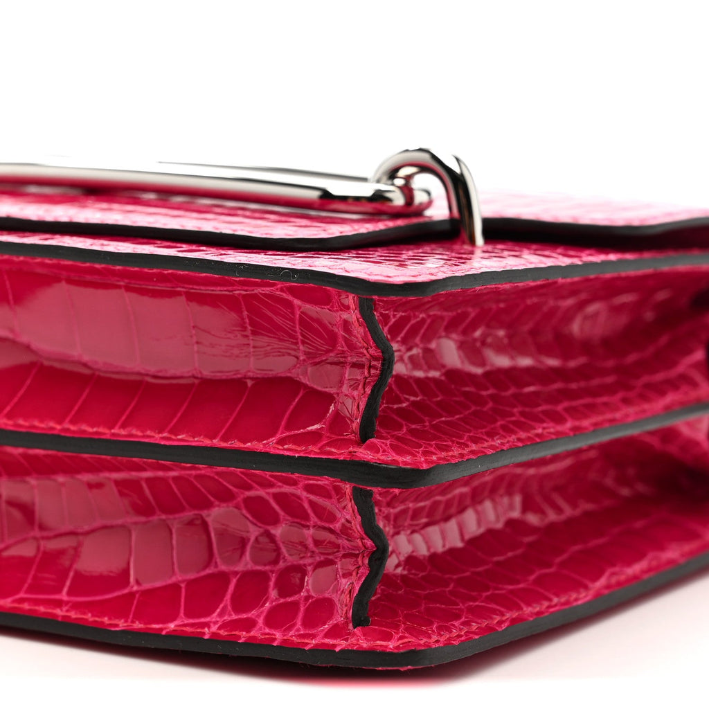 Shiny Alligator Mini Sac Roulis Rose Mexico