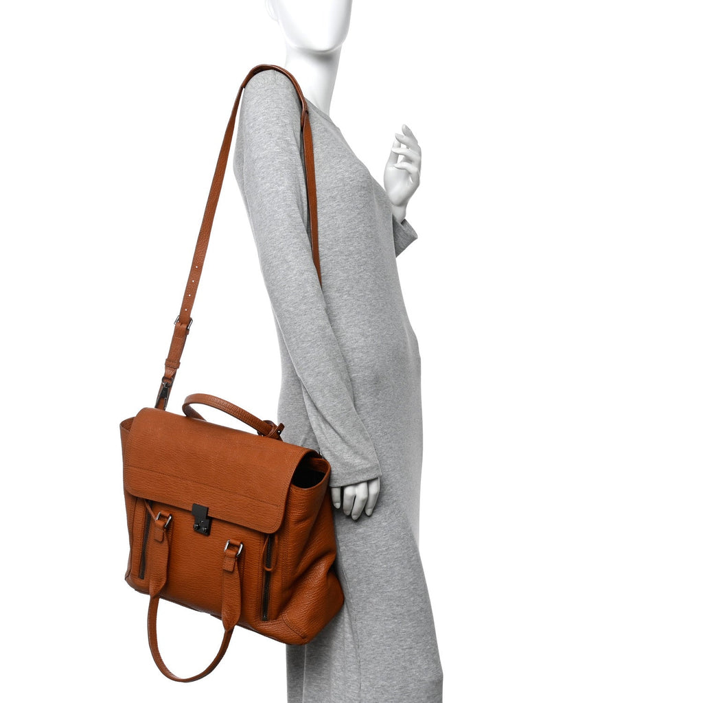 Textured Calfskin Large Pashli Satchel Amber