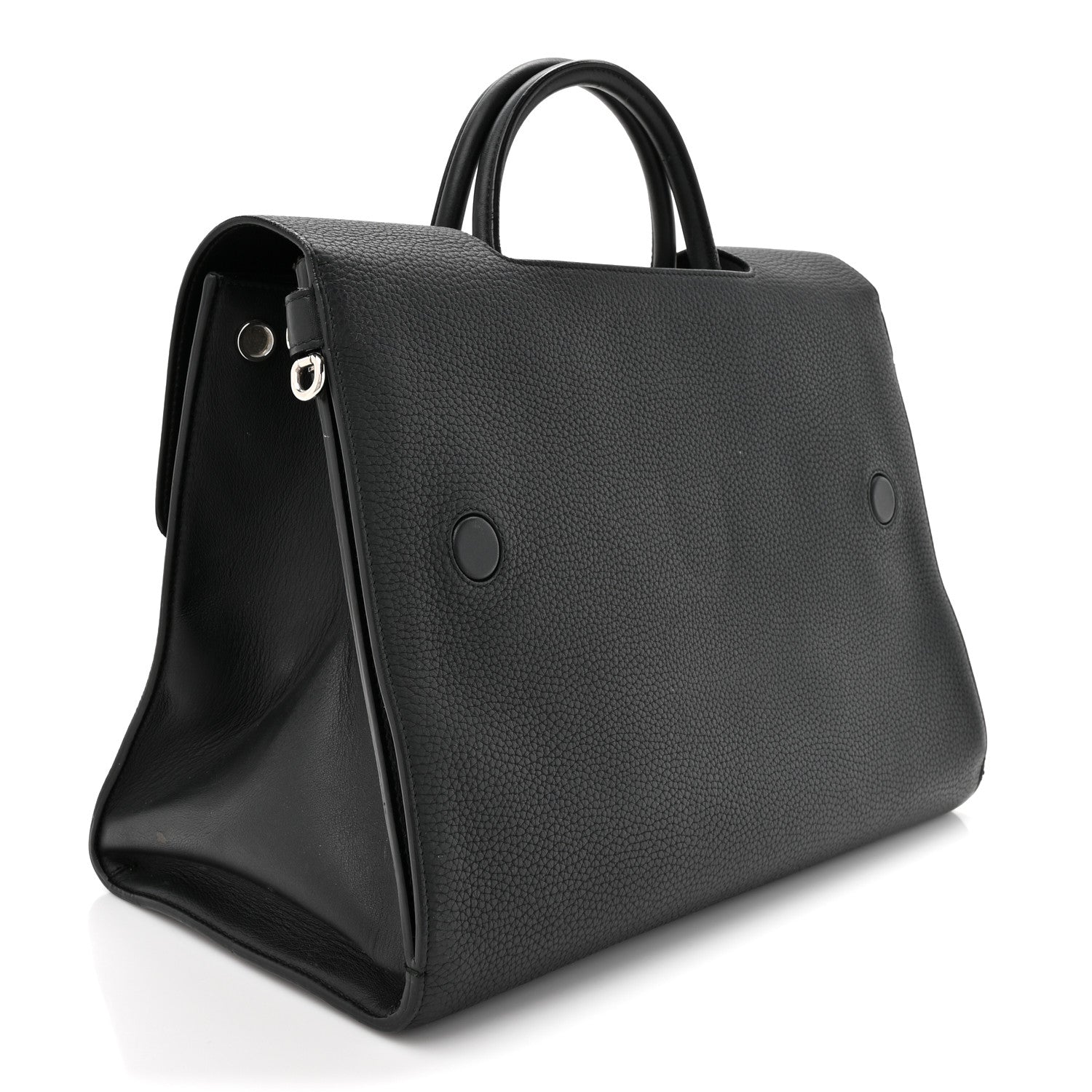 Grained Calfskin Large Diorever Flap Black