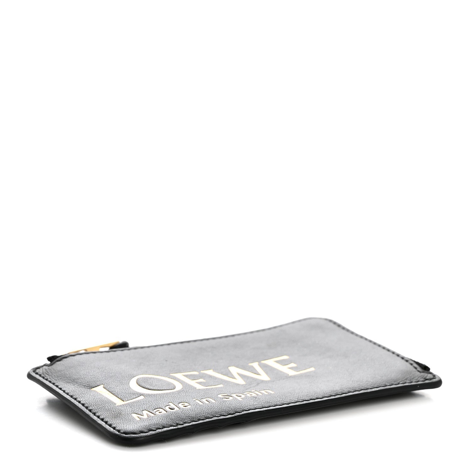 Calfskin Logo Coin  Holder Black