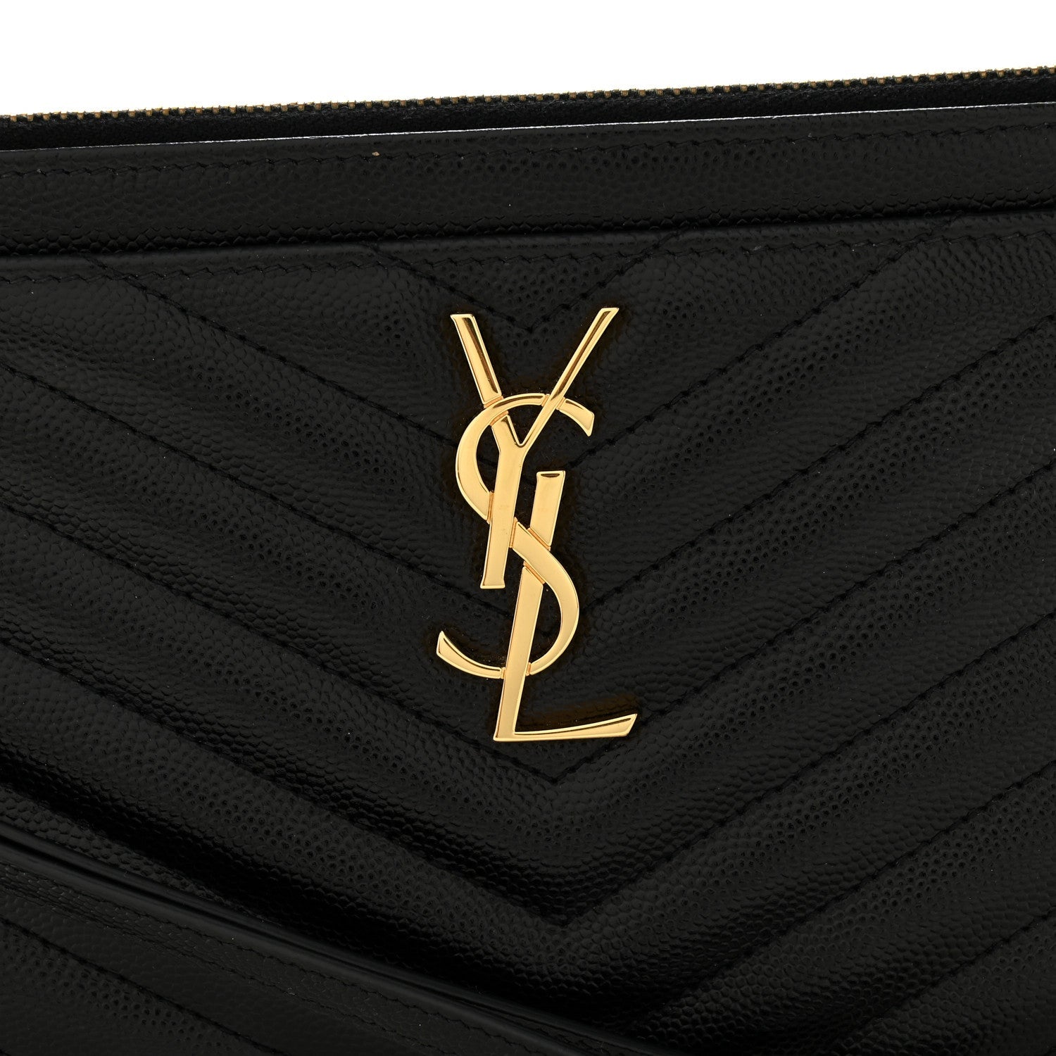 Grain De Poudre Chevron Monogram Large Bill Pouch Black