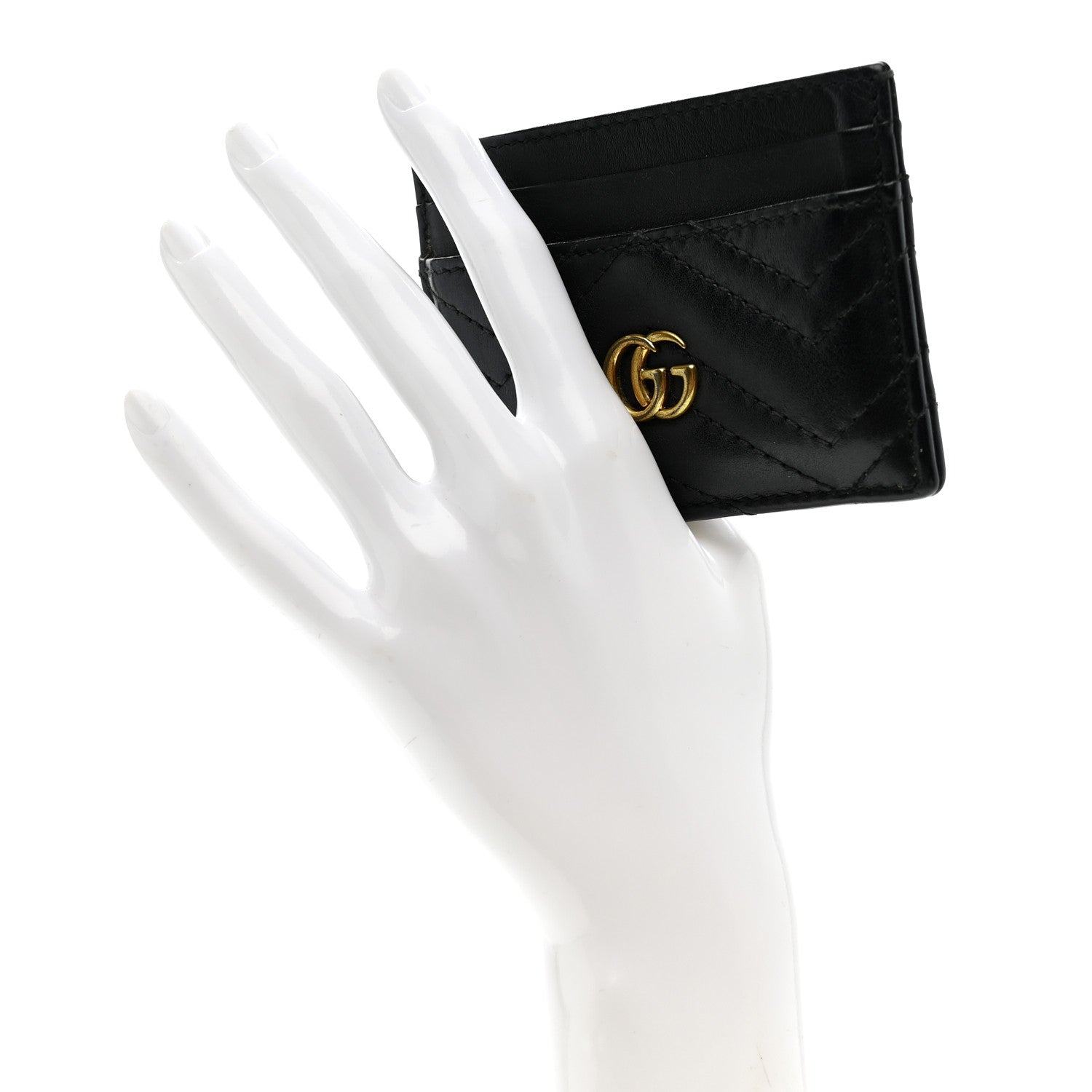 Calfskin Matelasse GG Marmont  Holder Black