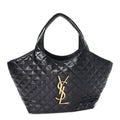 Lambskin Quilted Medium Icare Shopping Tote Black
