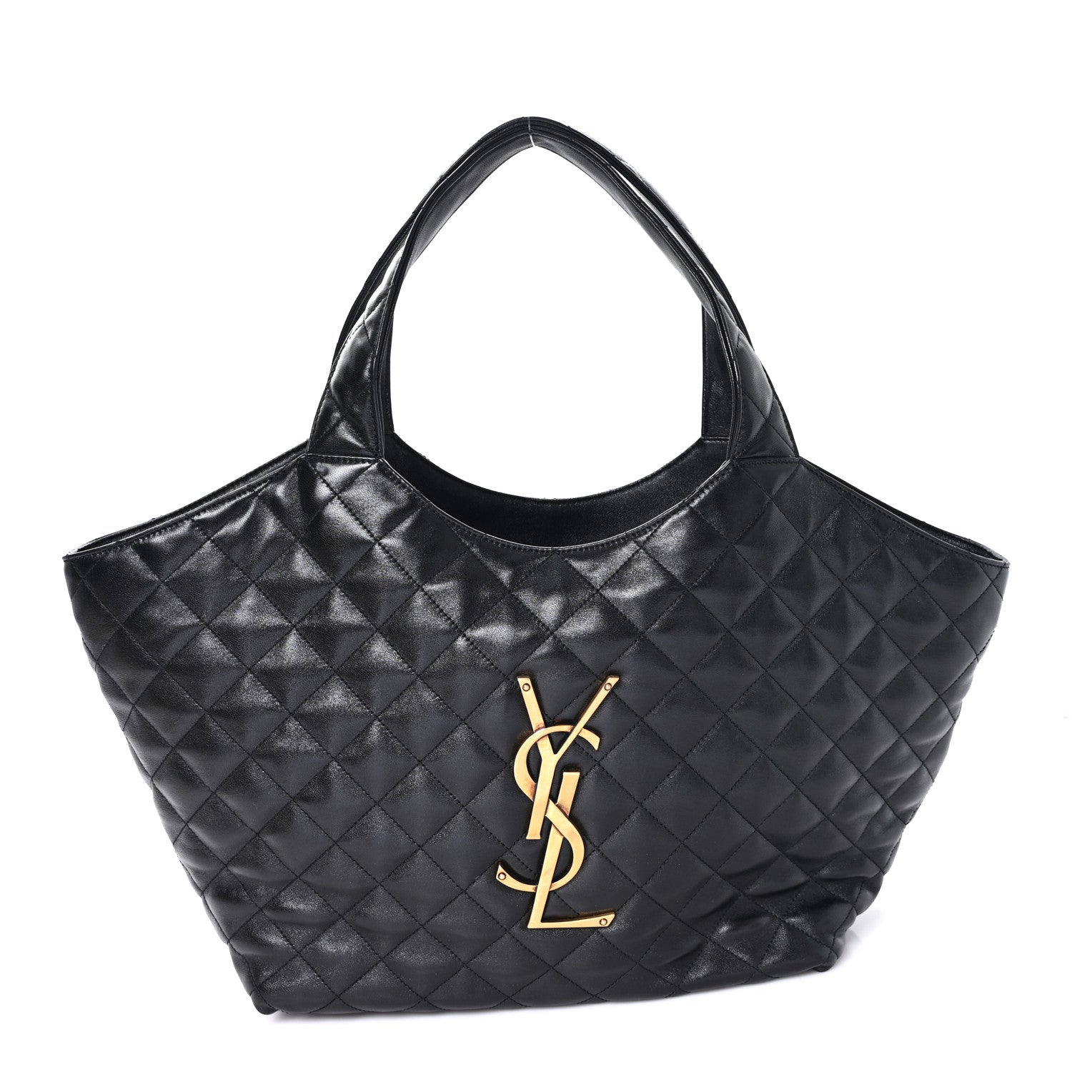 Lambskin Quilted Medium Icare Shopping Tote Black