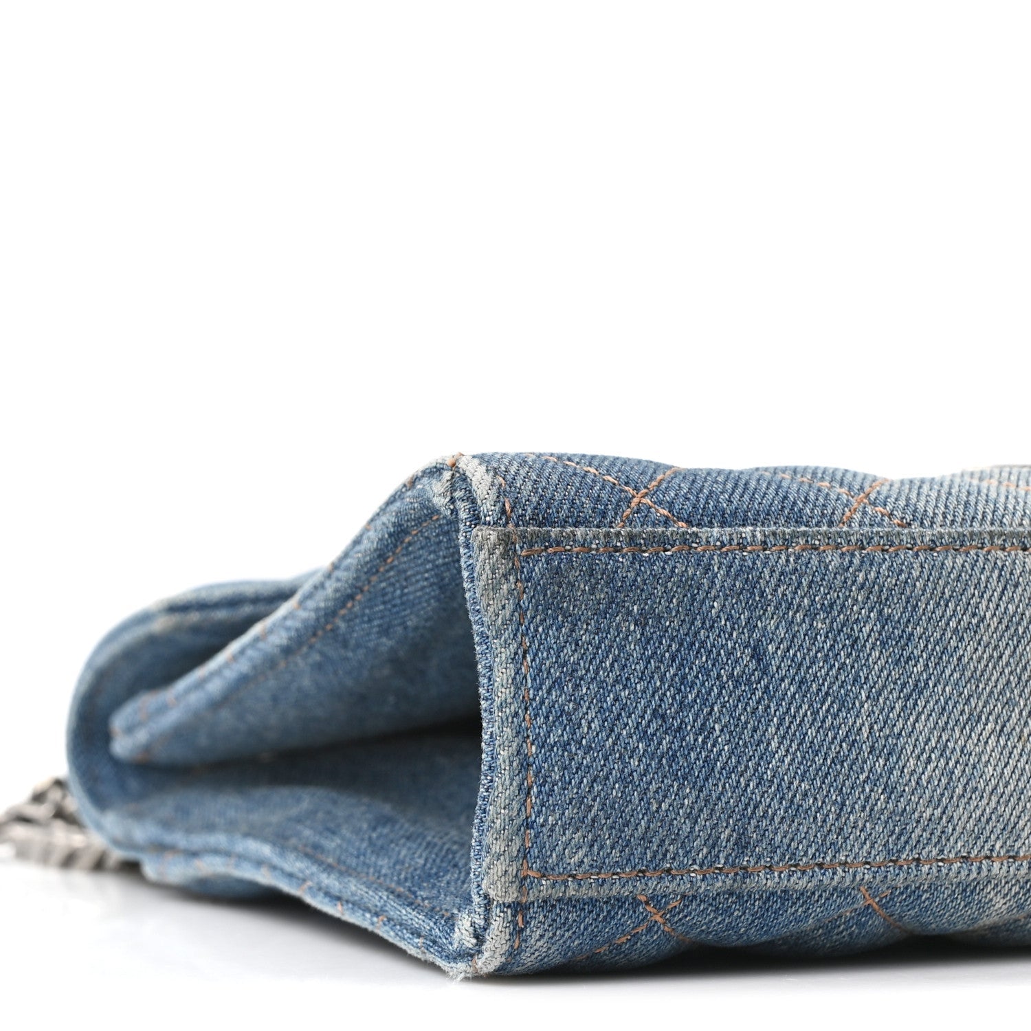 Denim Mixed Matelasse Triquilt Medium Monogram Envelope Satchel Blue