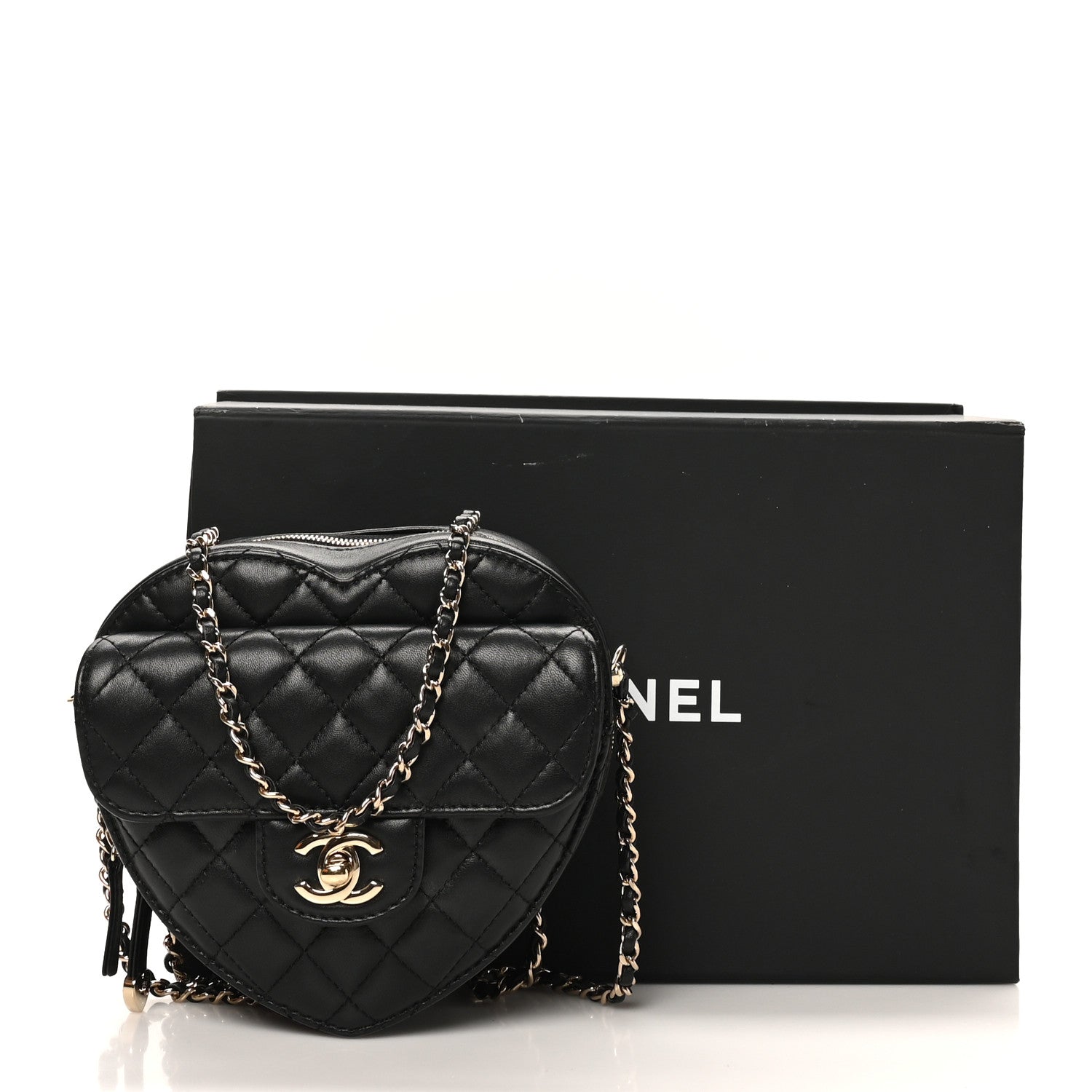 Lambskin Quilted CC In Love Heart Bag Black