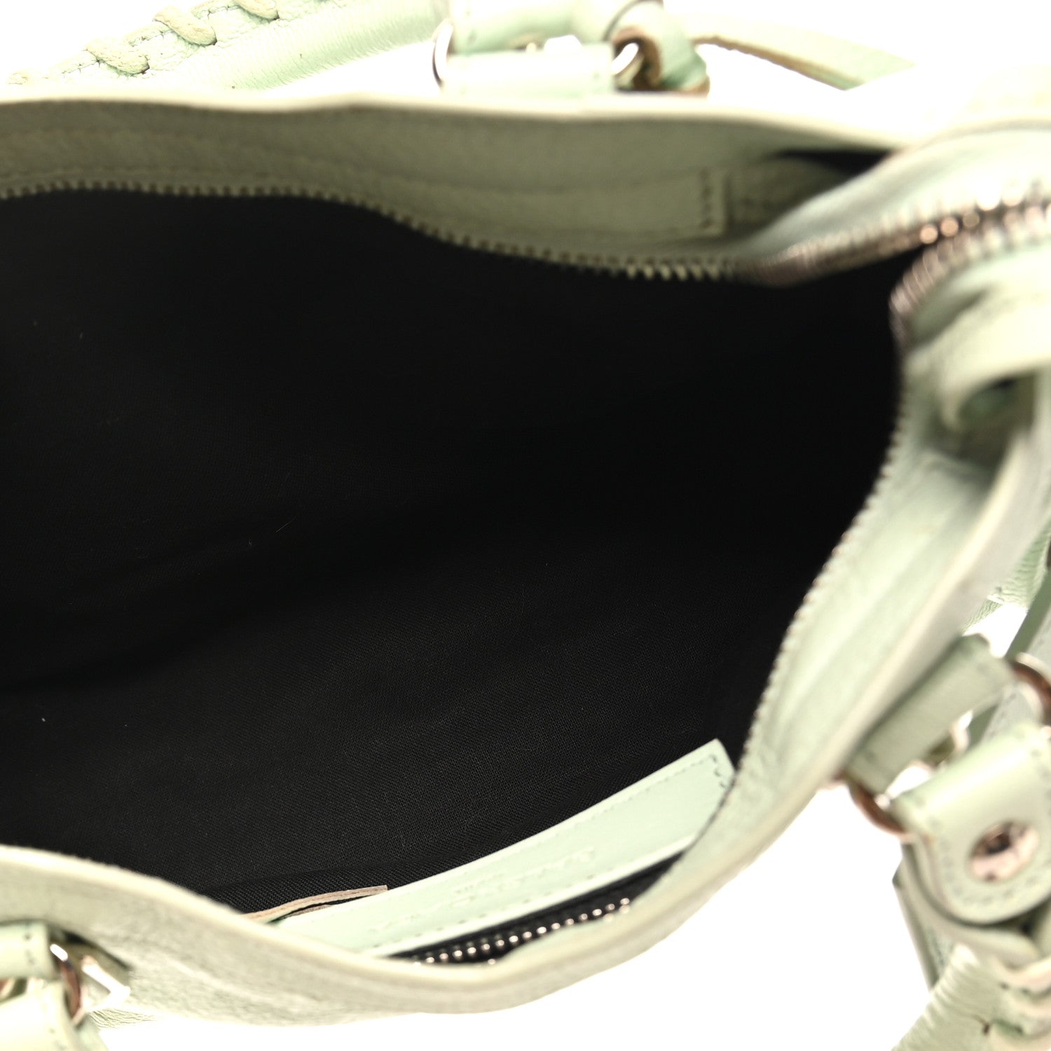 Chevre Silver Metallic Edge Hardware Mini City Vert Anis