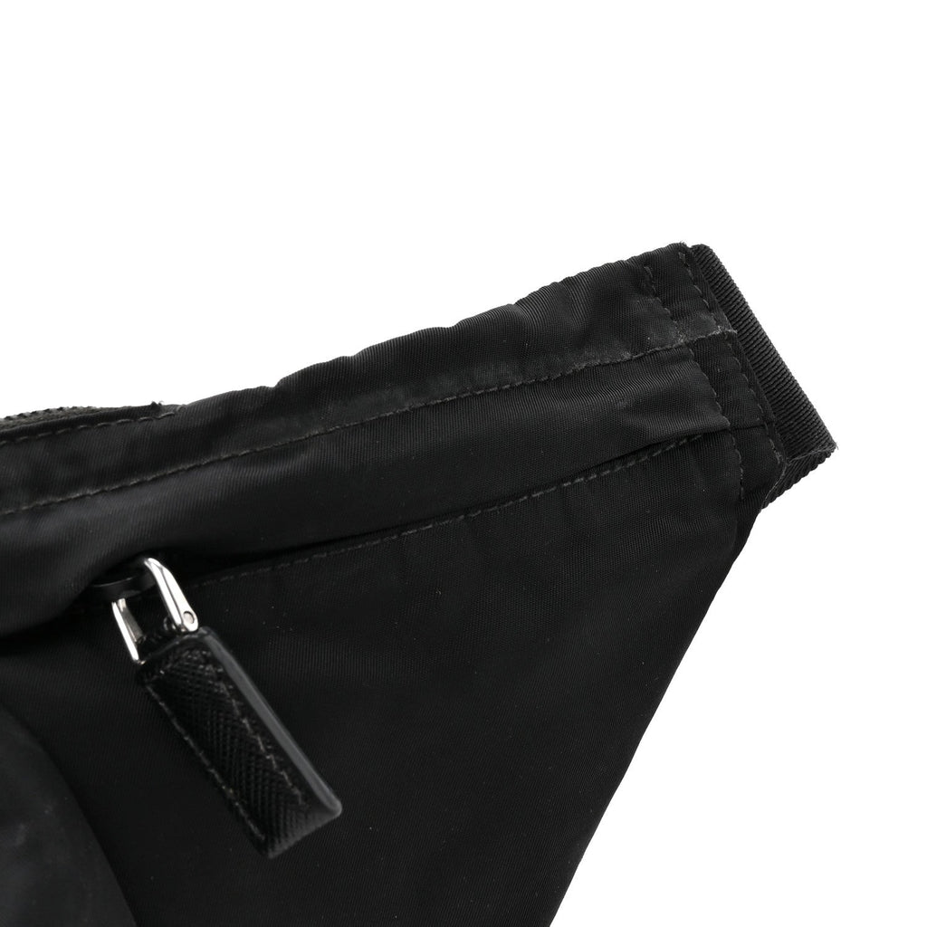 Re-Nylon Saffiano Metal Triple Pocket Belt Bag Black