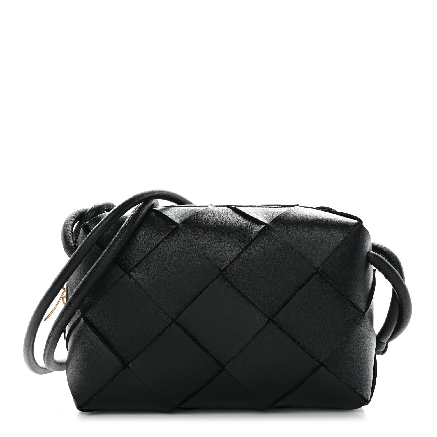 Lambskin Maxi Intrecciato Small Cassette Camera Bag Black