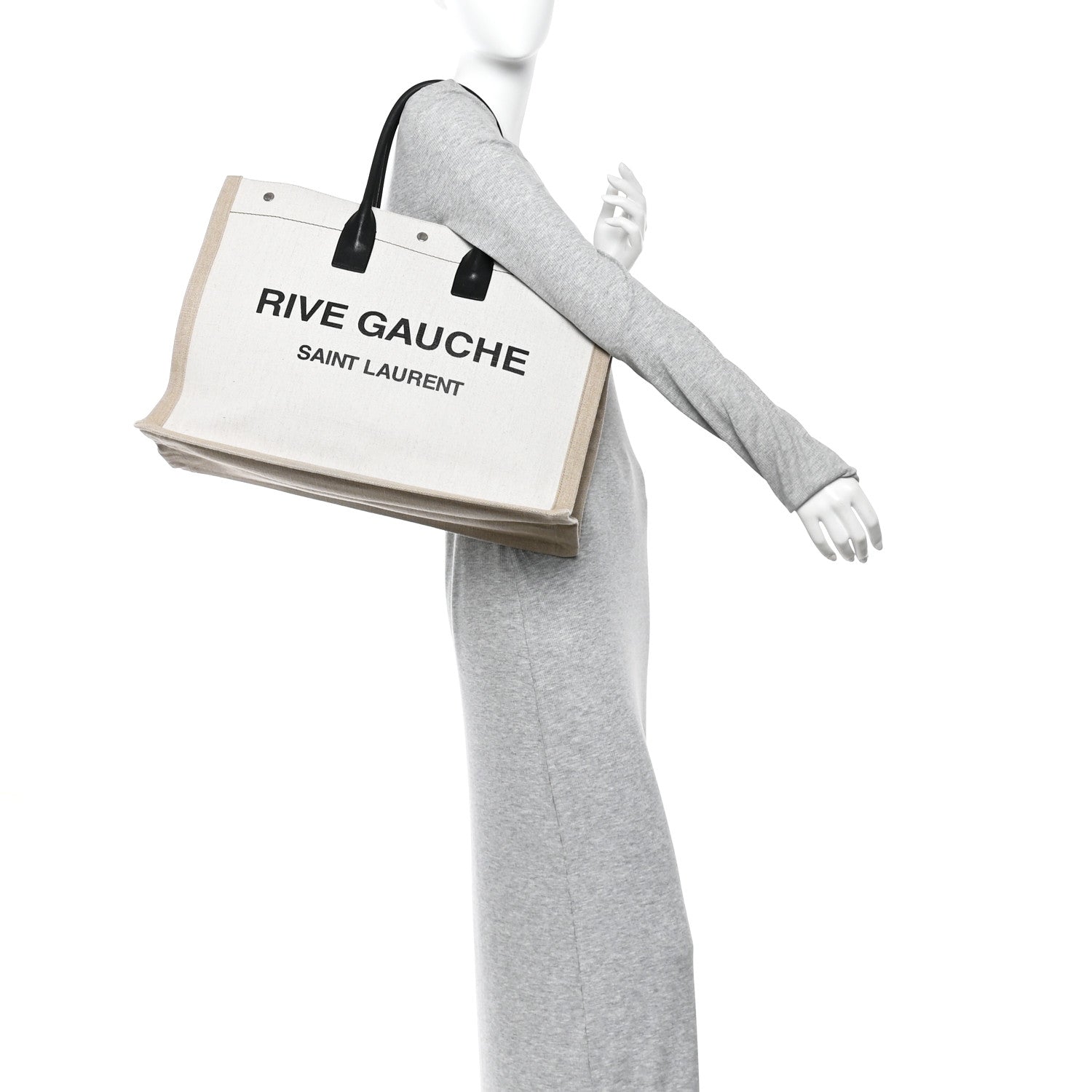 Linen Calfskin Rive Gauche Tote Greggio Natural