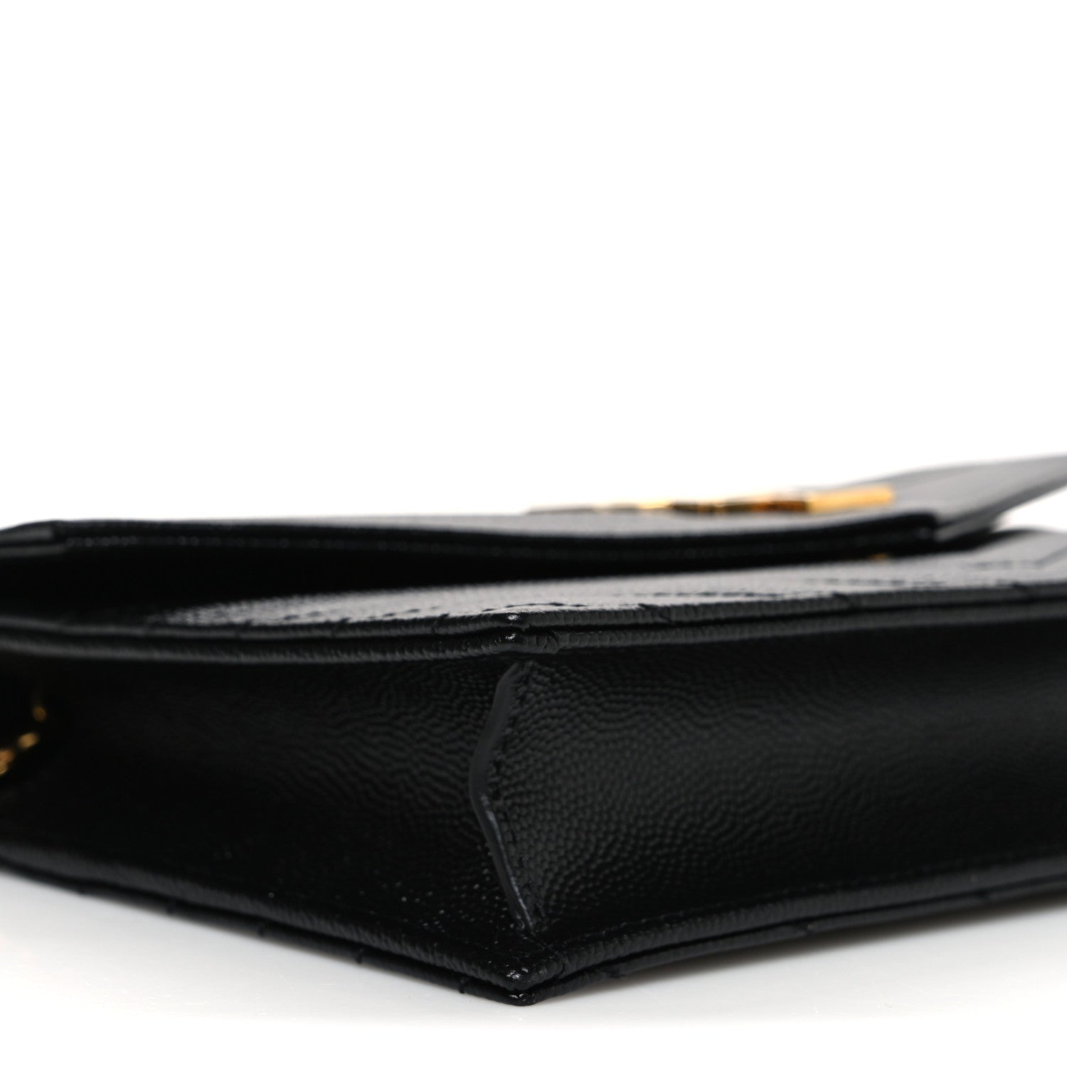 Grain De Poudre Matelasse Chevron Monogram Envelope Chain Wallet Black