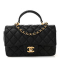 Caviar Quilted Mini Top Handle Rectangular Flap Black