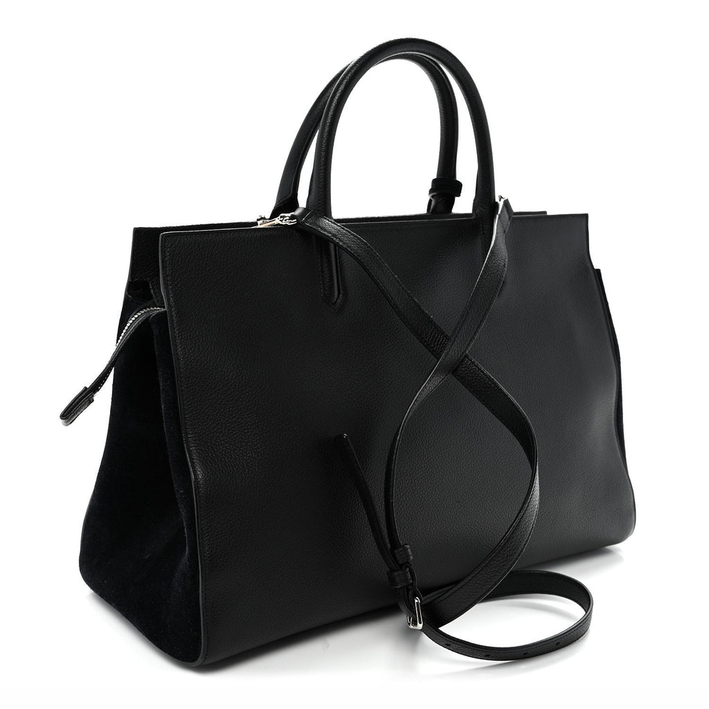 Grained Calfskin Medium Rive Gauche Cabas Black
