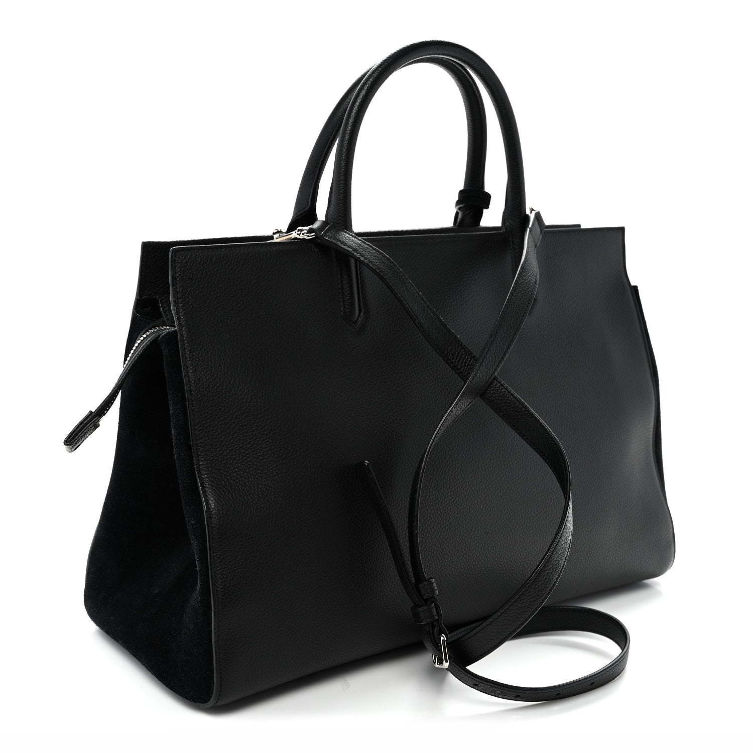 Grained Calfskin Medium Rive Gauche Cabas Black