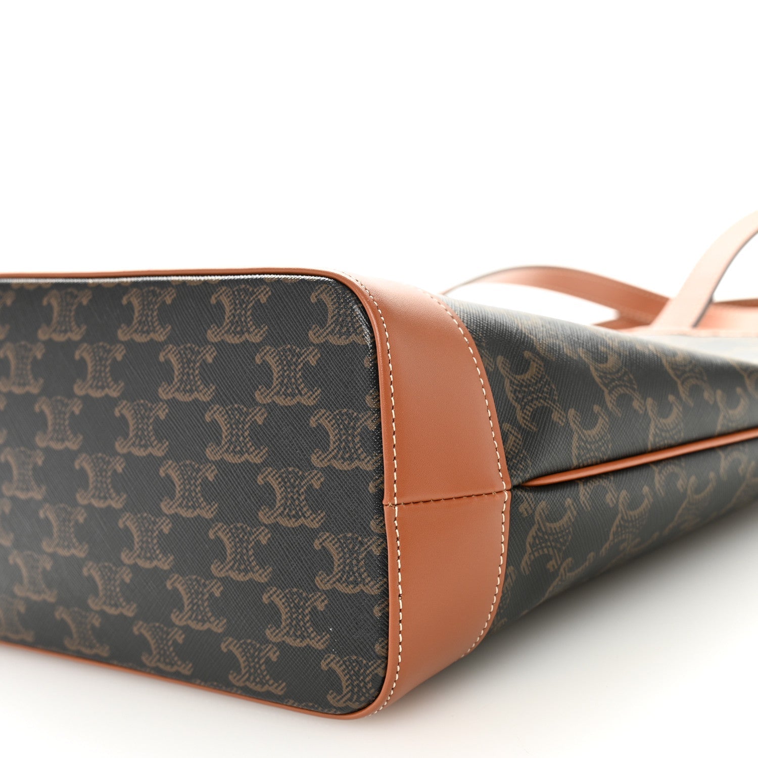 Triomphe Canvas Calfskin Small Cabas Bag Tan