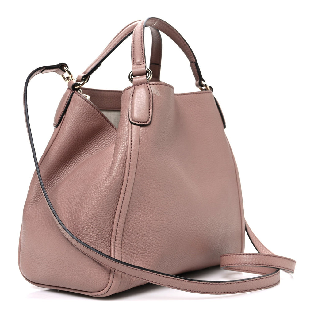 Pebbled Calfskin Small Soho Shoulder Bag Light Pink