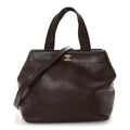 Calfskin Turnlock Shopper Tote Brown
