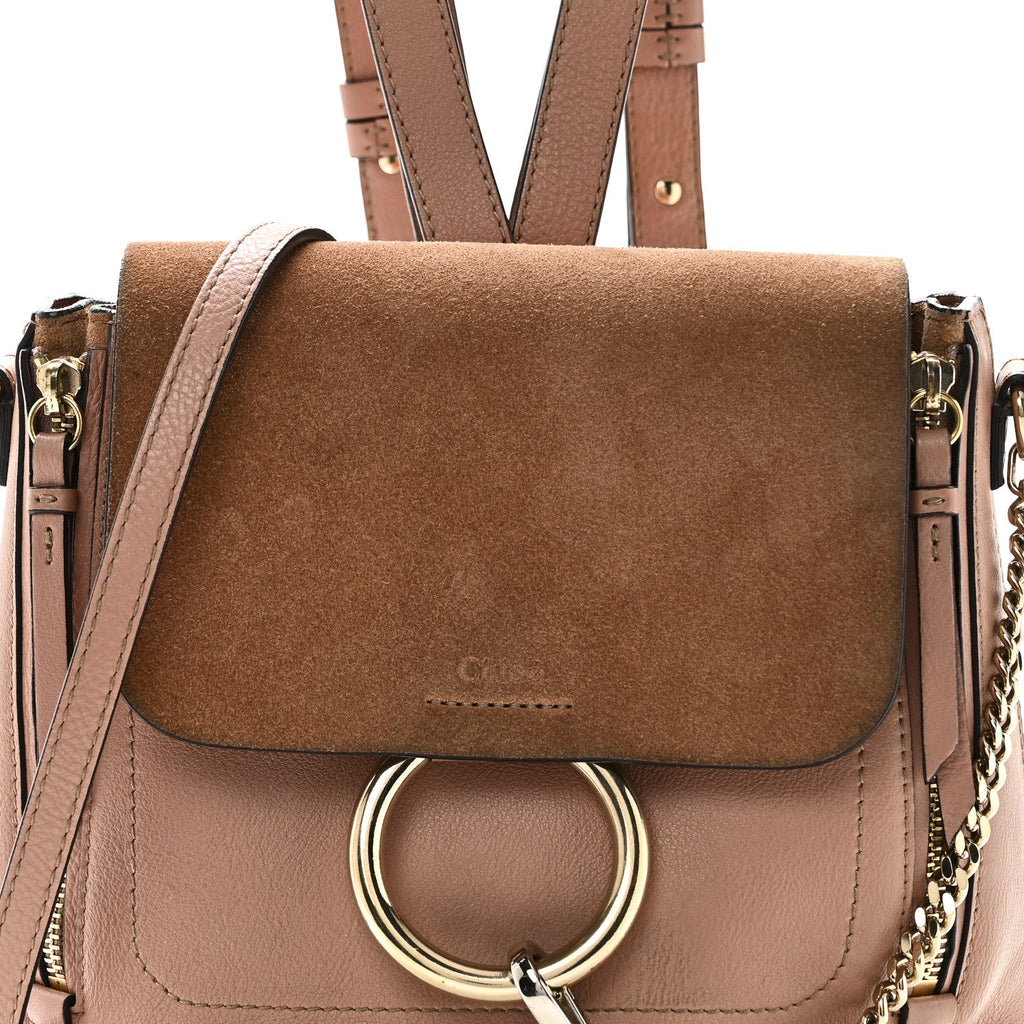 Suede Calfskin Medium Faye Backpack Nougat