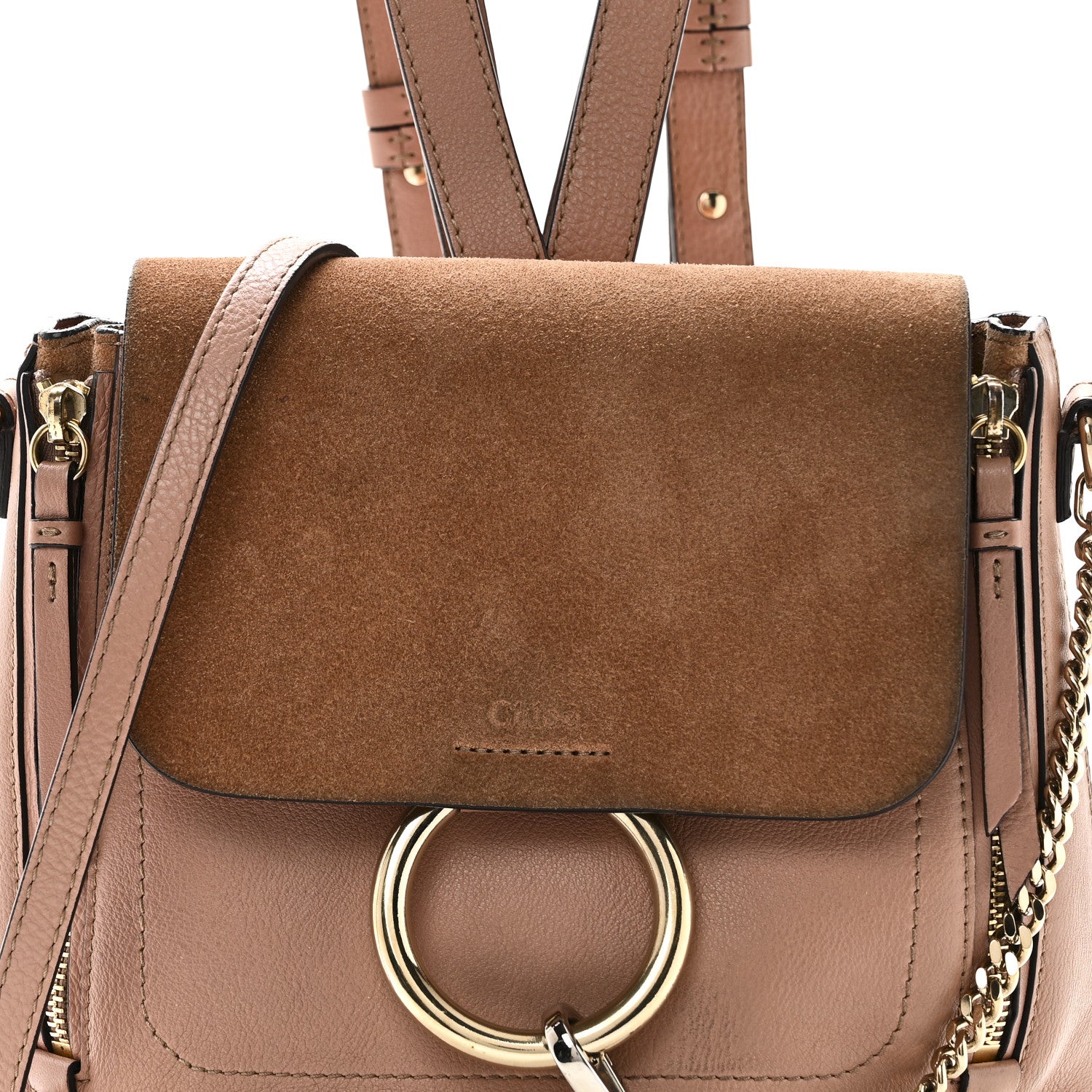 Suede Calfskin Medium Faye Backpack Nougat