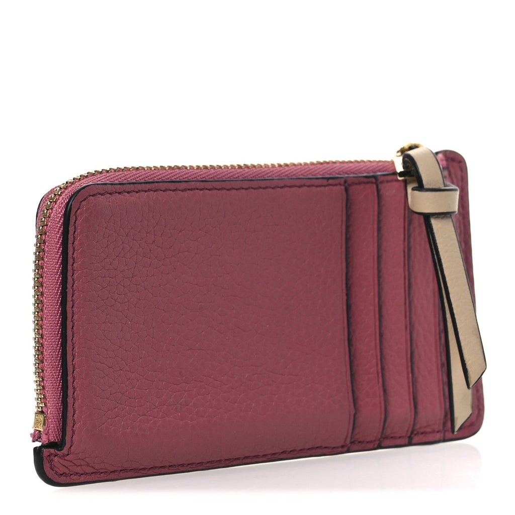 Soft Grained Calfskin Coin  Holder Plumrose Ebony