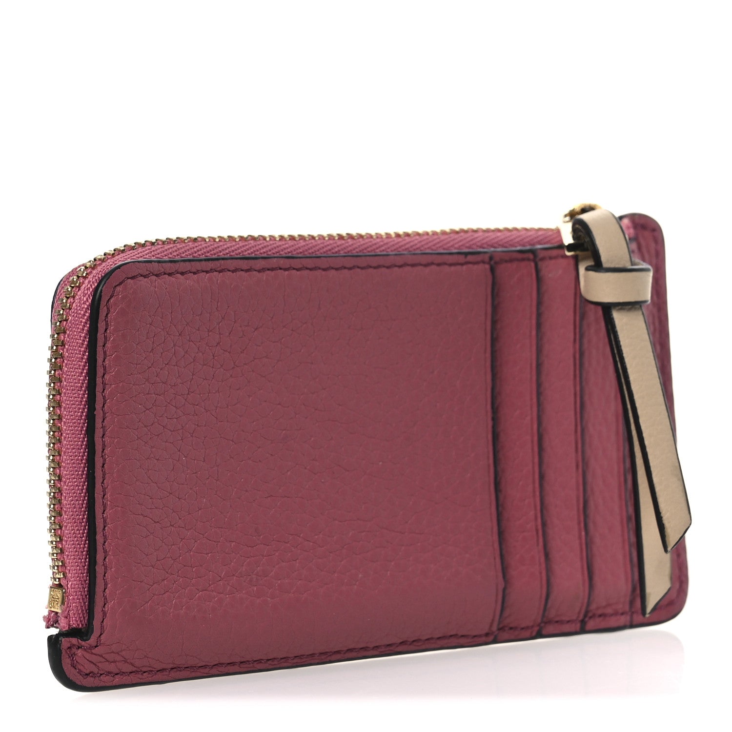 Soft Grained Calfskin Coin  Holder Plumrose Ebony