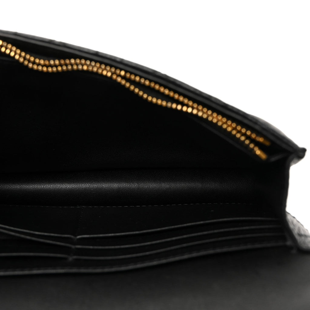 Supple Calfskin Caro Pouch with Chain Black