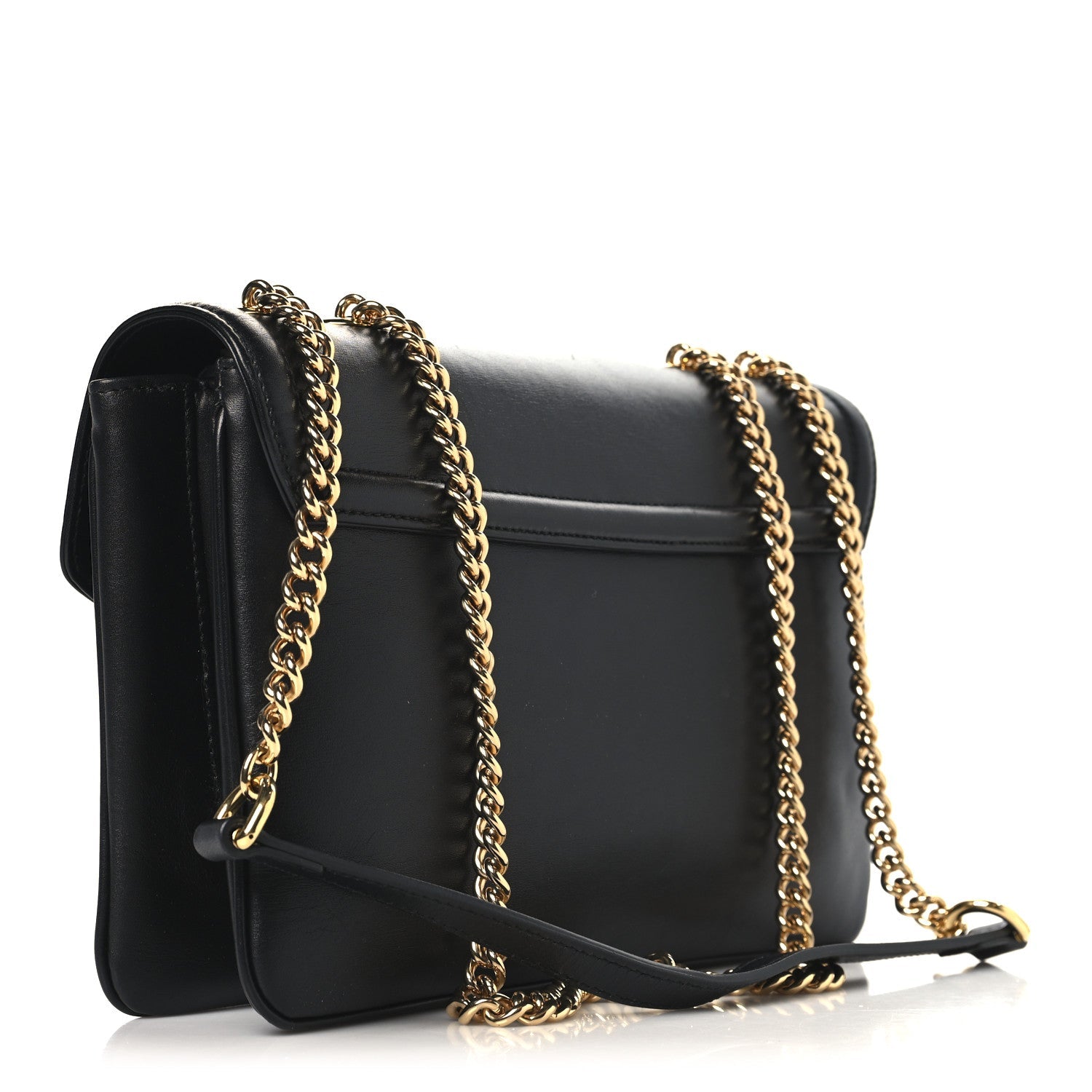Vitello Palmellato Lux Crystal Medium Rajah Shoulder Bag Black