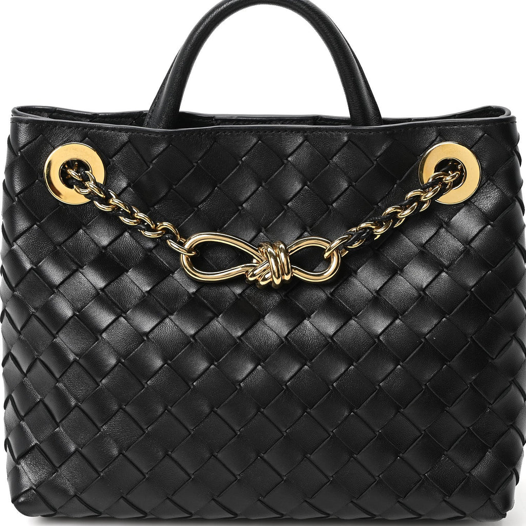 Nappa Intrecciato Small Andiamo With Chain Shoulder Bag Black