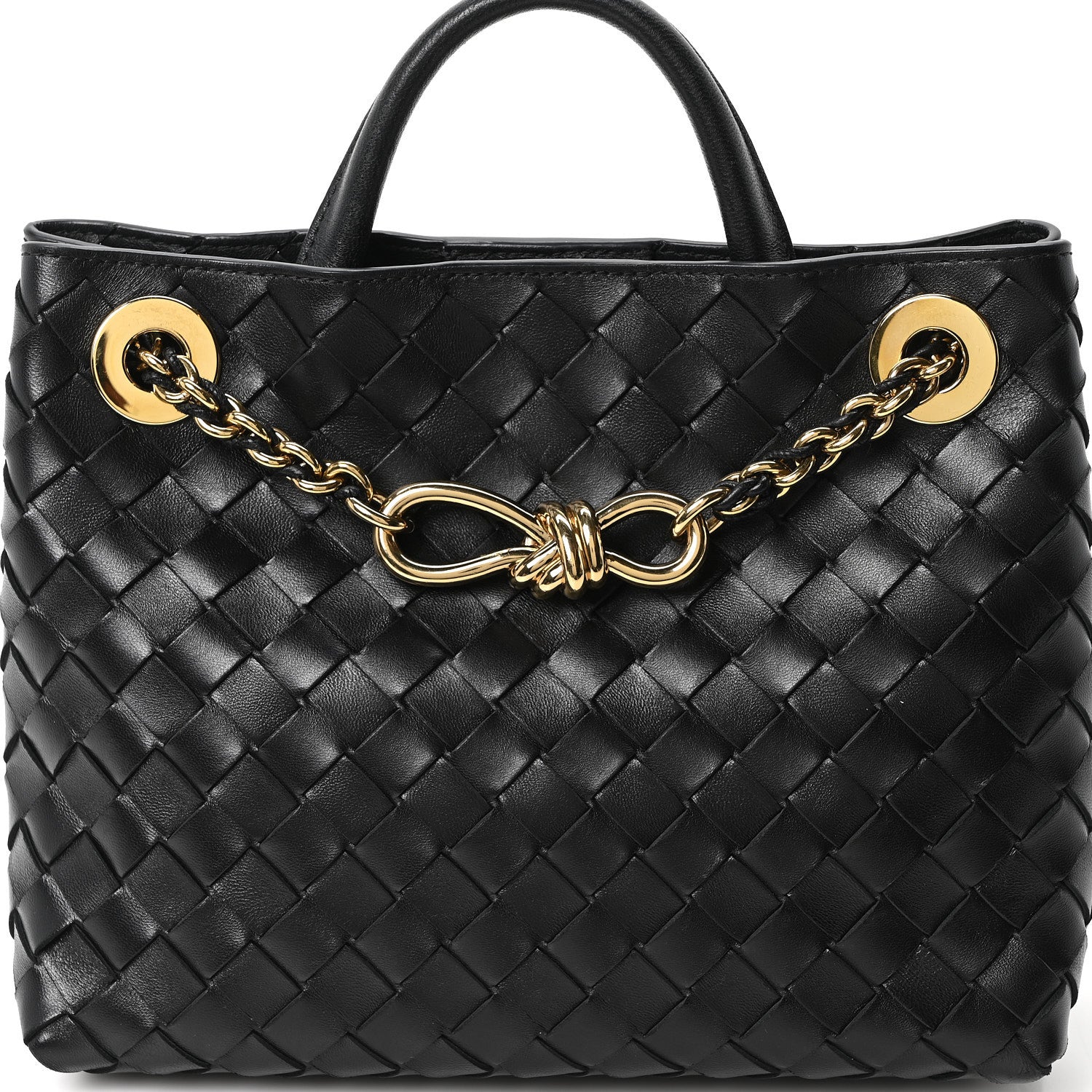 Nappa Intrecciato Small Andiamo With Chain Shoulder Bag Black