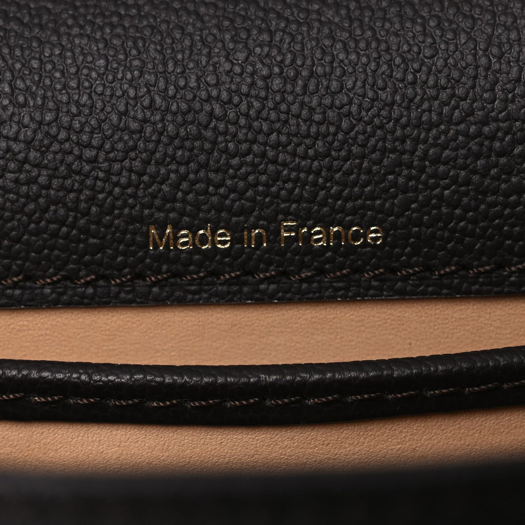 Grained Calfskin Bi-Color Brillant Mini Satchel Black