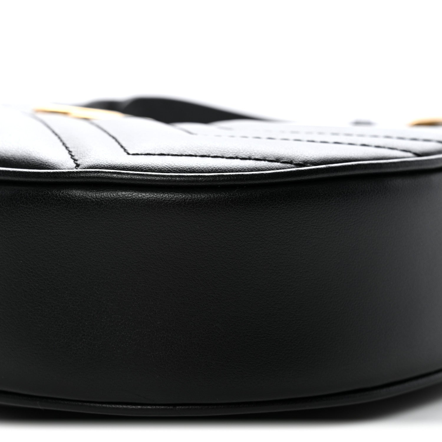 Calfskin Matelasse Chevron Mini GG Marmont Half Moon Hobo Black