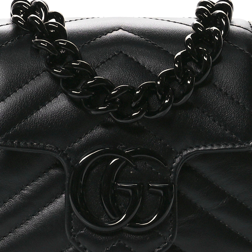 Calfskin Matelasse Monochrome GG Marmont Chain Mini Belt Bag Black