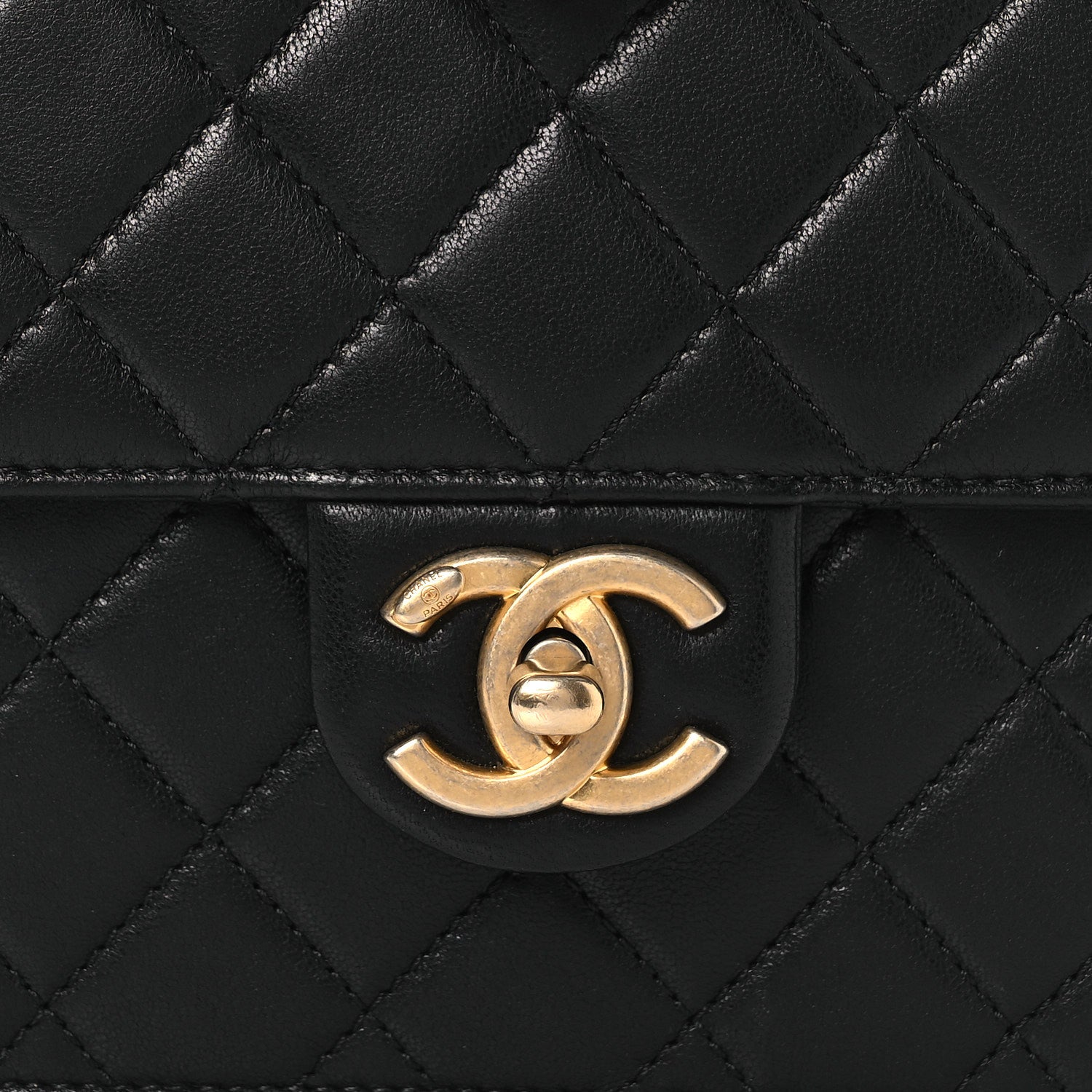 Goatskin Quilted Chic Pearls Flap Black