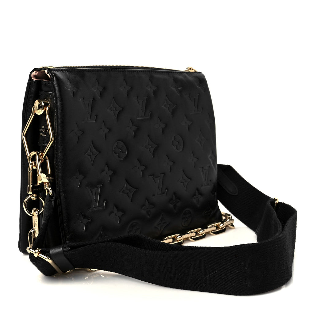 Lambskin Embossed Monogram Coussin PM Black