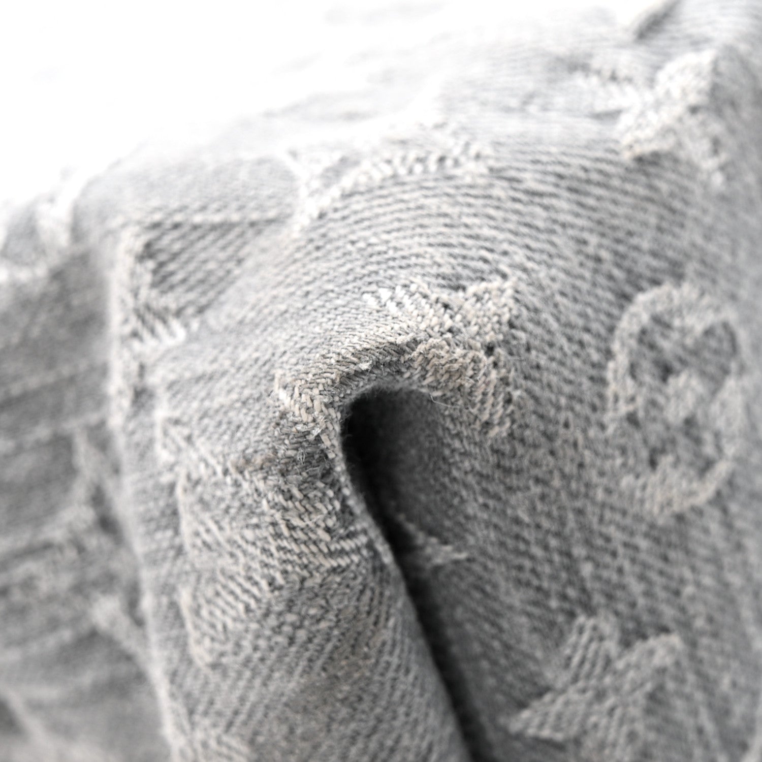 Monogram Denim CarryAll MM Washed Grey