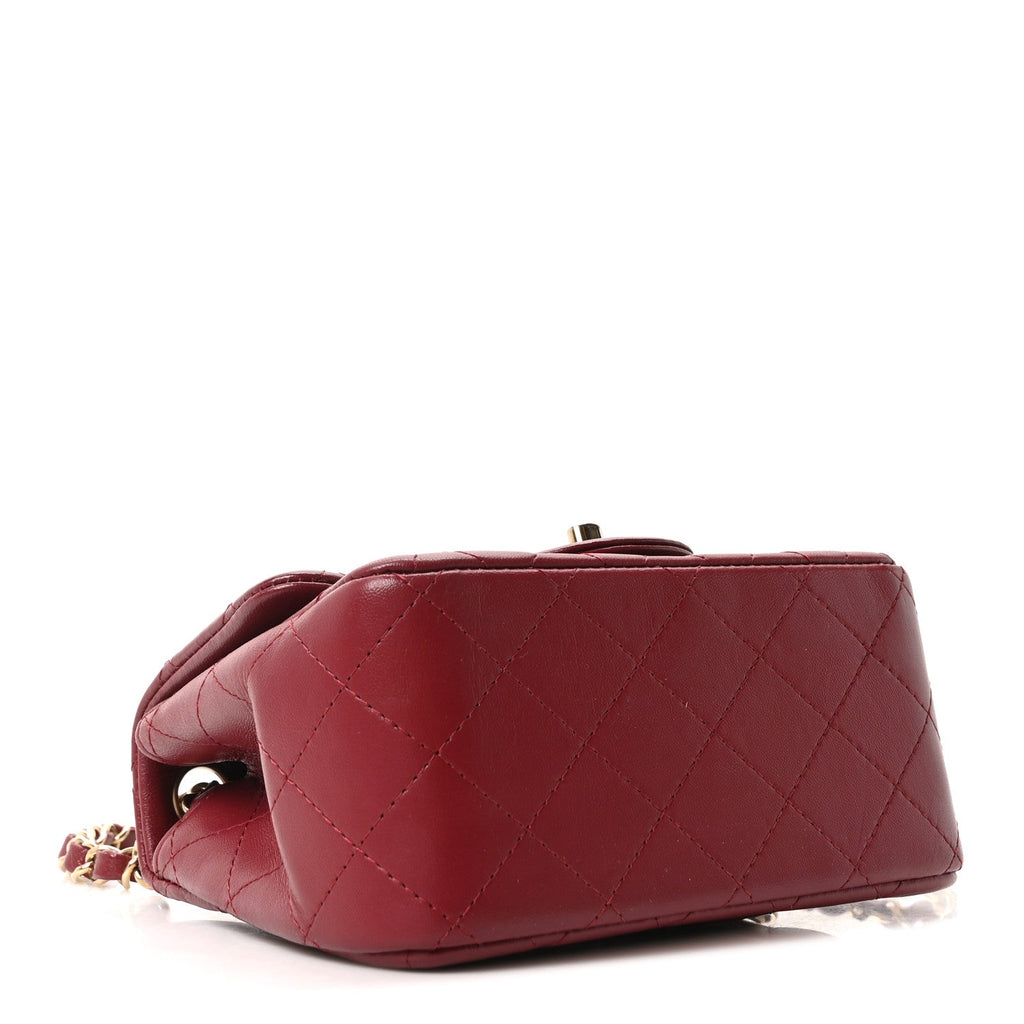 Lambskin Quilted Mini Square Flap Red