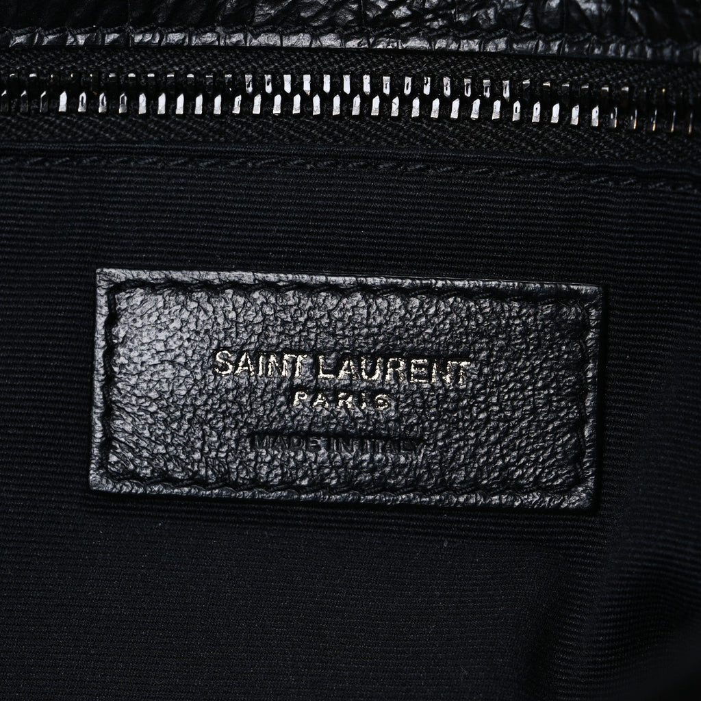 Crocodile Embossed Lambskin Monogram Medium Niki Chain Satchel Black